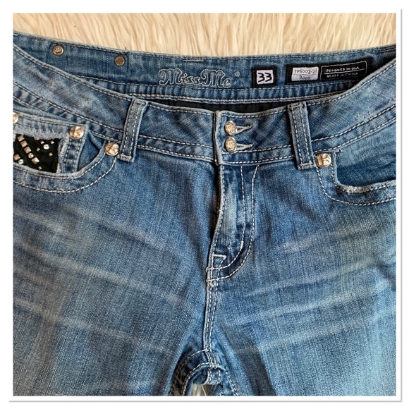 Miss Me Bootcut Bling Studd Jeans Blue Black Silver Style JP5002-29 Size 33 - Picture 4 of 14